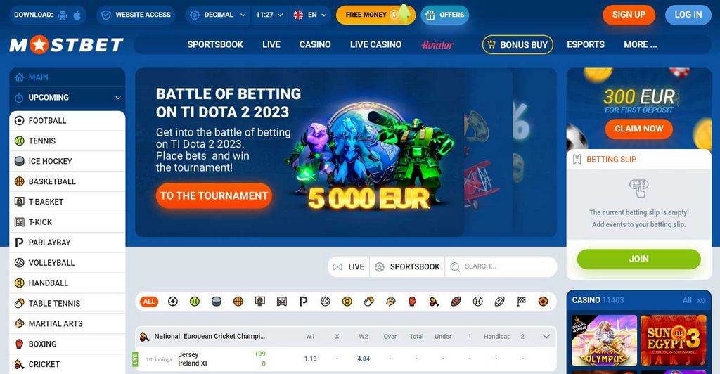 Зеркало азартной игры Mostbet